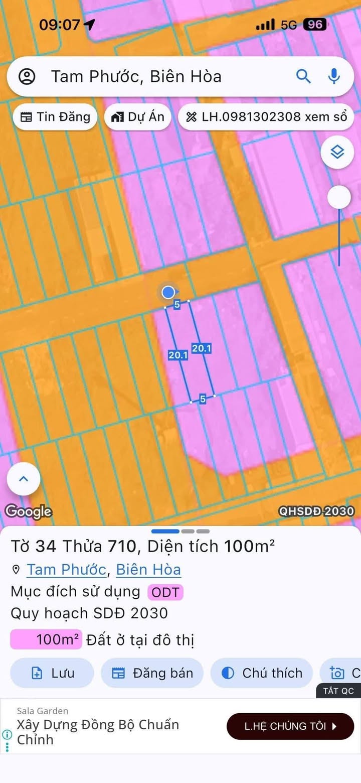 Bán đất Tam Phước Biên Hòa 100m² sổ đỏ thổ cư - Giá 1.3 tỷ