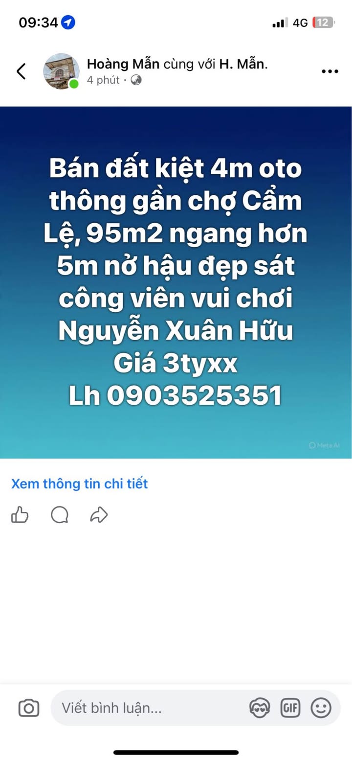 Đất nền Cẩm Lệ 95m² - Đường to ô tô, tiềm năng tăng giá!