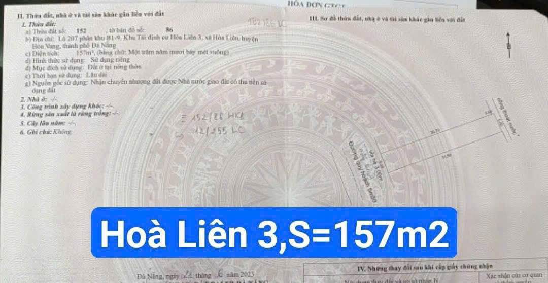Đất nền Hòa Liên, Đà Nẵng 157m² - Đường to ô tô