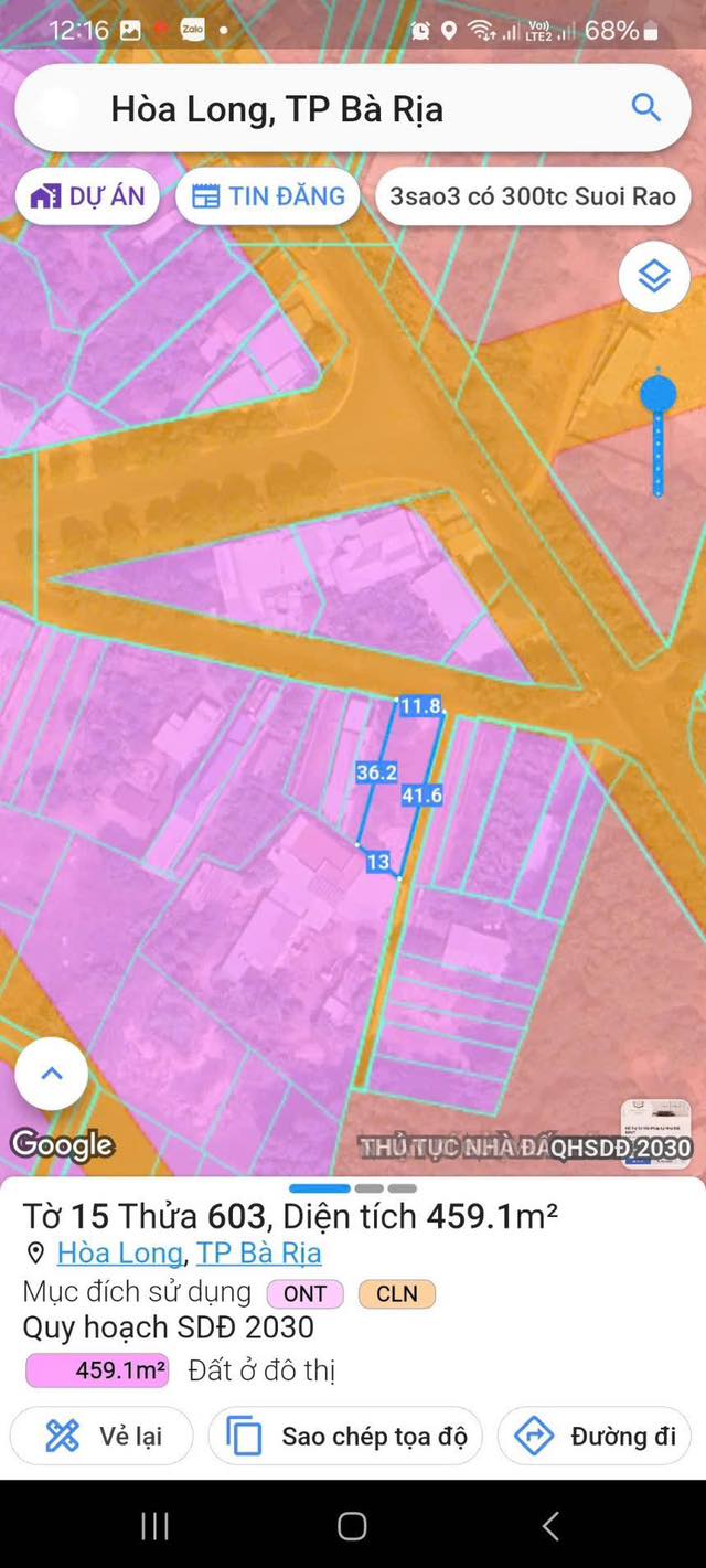 Đất nền Đường 36 Hoà Long 459m² 5,5 tỷ - Sổ đỏ chính chủ