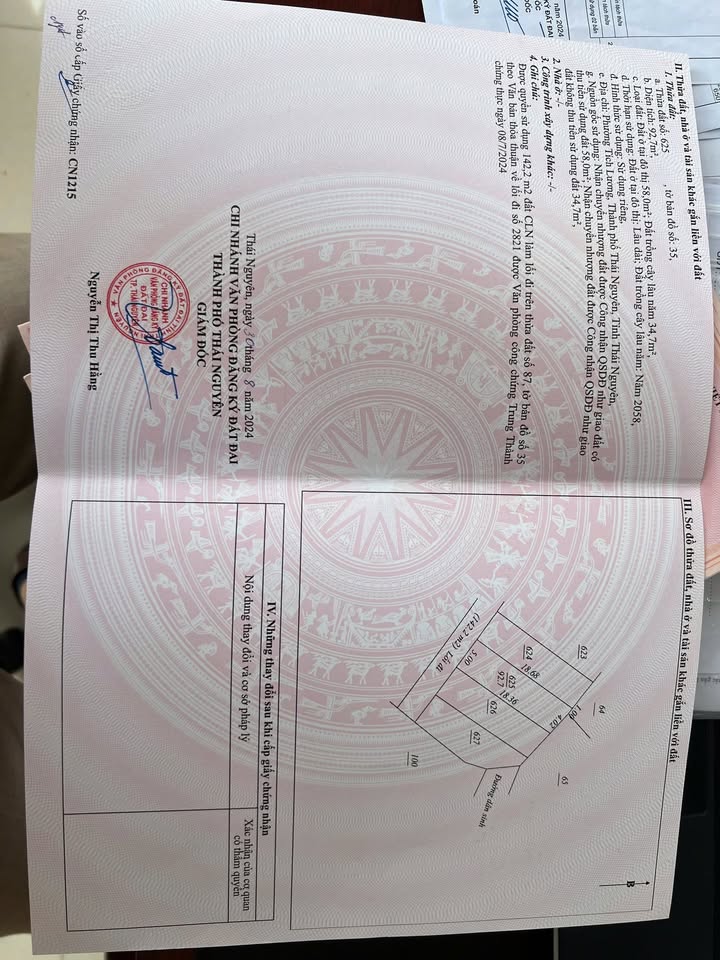 Bán Đất Tích Lương, Thái Nguyên 92m² Sổ Đỏ Sẵn Sàng - Giá Tốt