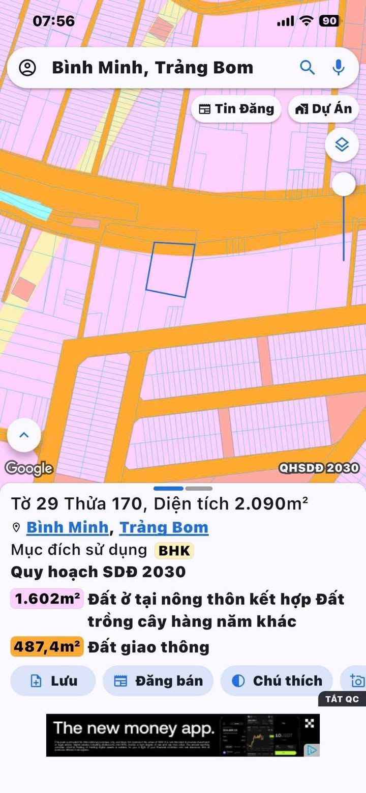 Đất Nền Sổ Hồng 175m² - Bình Minh, Trảng Bom, Đồng Nai - Giá 450 Triệu