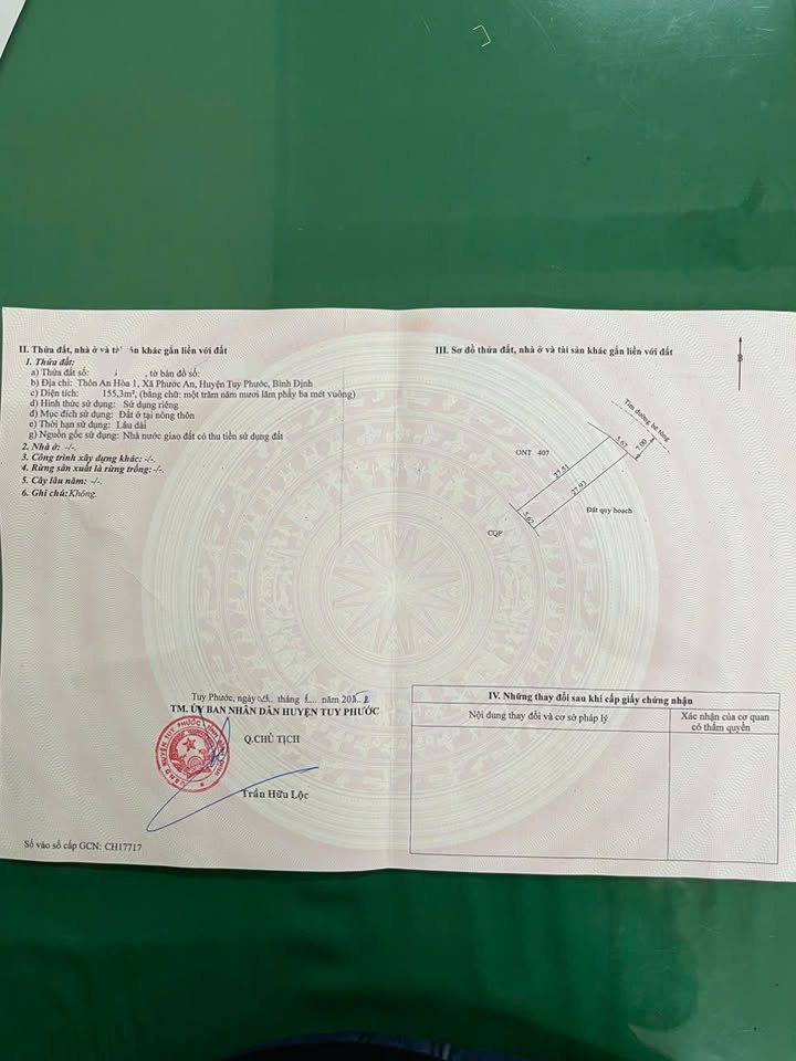 Đất nền 155m² mặt tiền 5.7m gần KCN Phước An, Bình Định - Giá 1 tỷ