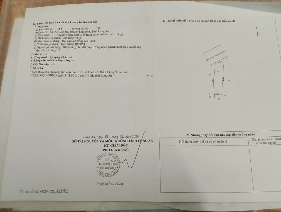 Đất Chính Chủ Long An 422m² - Sổ Hồng Rõ Ràng, Giá Đầu Tư 1 Tỷ
