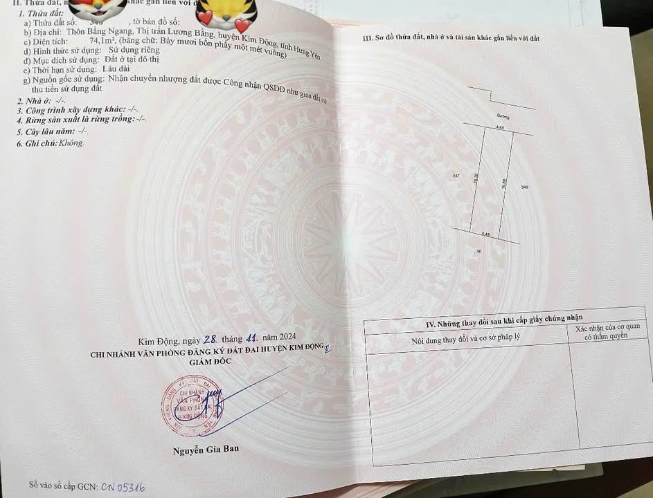 Bán đất 74m² Lương Bằng, Kim Động - Sổ đỏ, gần QL 377, giá 1 tỷ+