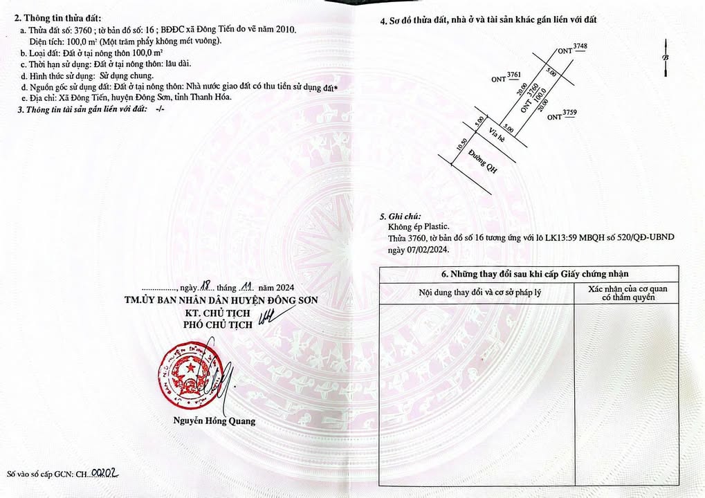 Đất nền Thành phố Thanh Hóa 520m² - Sổ đỏ chính chủ, mặt đường 20.5m