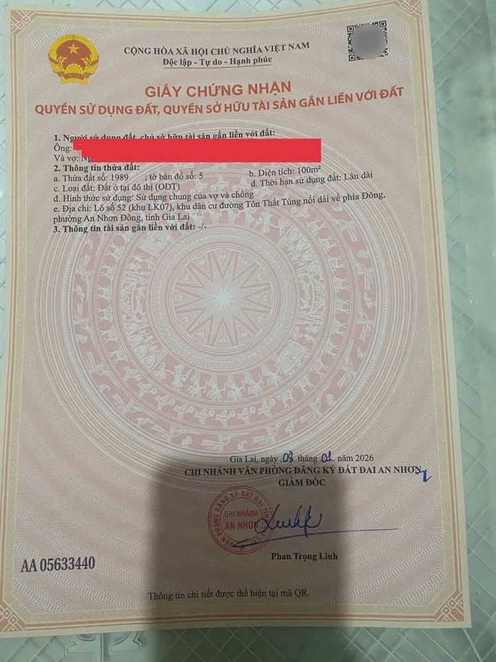 Đất nền An Nhơn 100m² giá 1.3 tỷ - Sổ hồng chính chủ sẵn sàng!