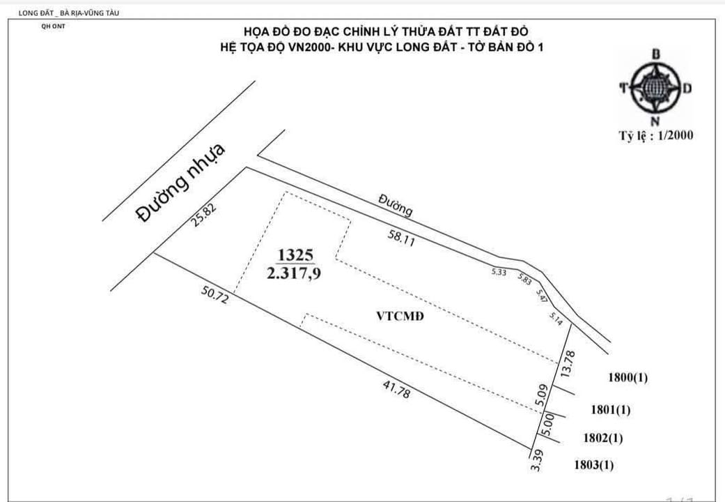 Đất nền Thị trấn Đất Đỏ 2318m² - Tiềm năng tăng giá vượt trội!