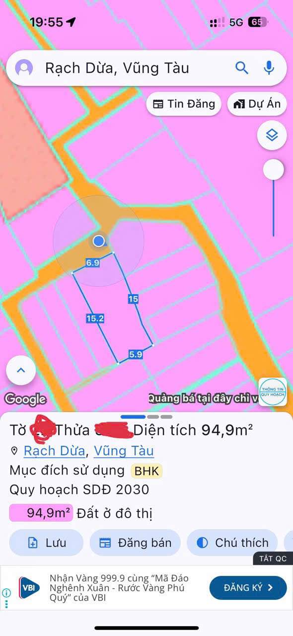 Đất nền Rạch Dừa Vũng Tàu 93m² 2.5 tỷ – Sổ đỏ chính chủ