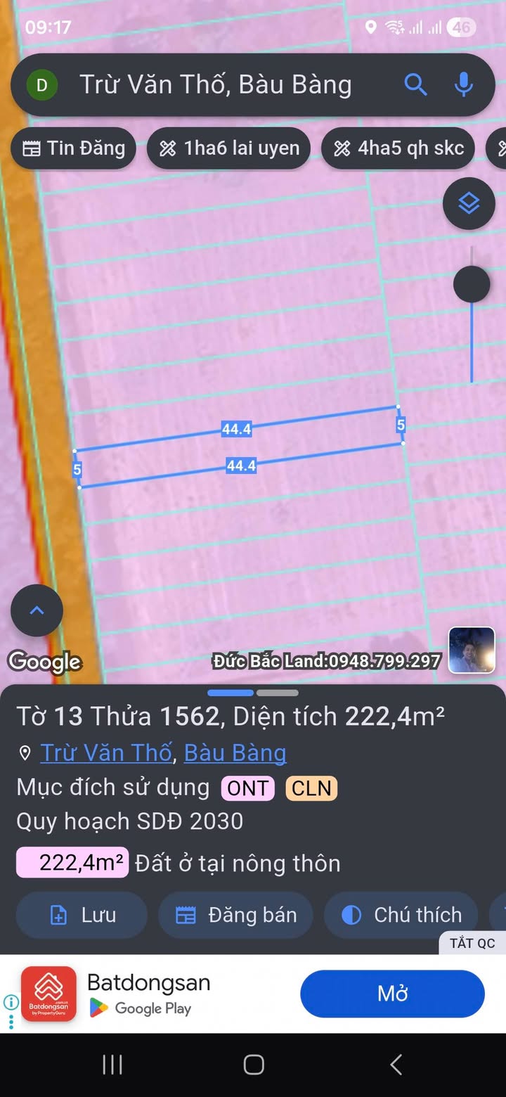 Đất nền Trừ Văn Thố Bàu Bàng 220m² – Sổ đỏ chính chủ, bán gấp!