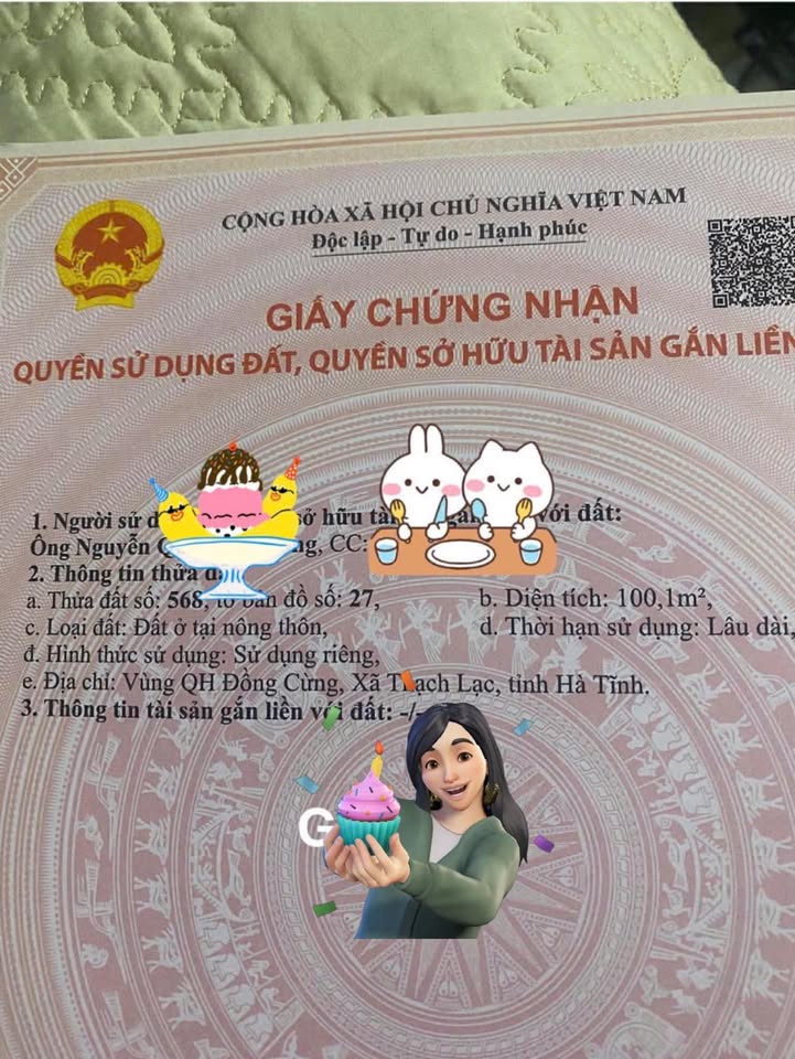 Đất nền Thạch Lạc TP Hà Tĩnh 100m² giá 1.1 tỷ - Sổ đỏ chính chủ