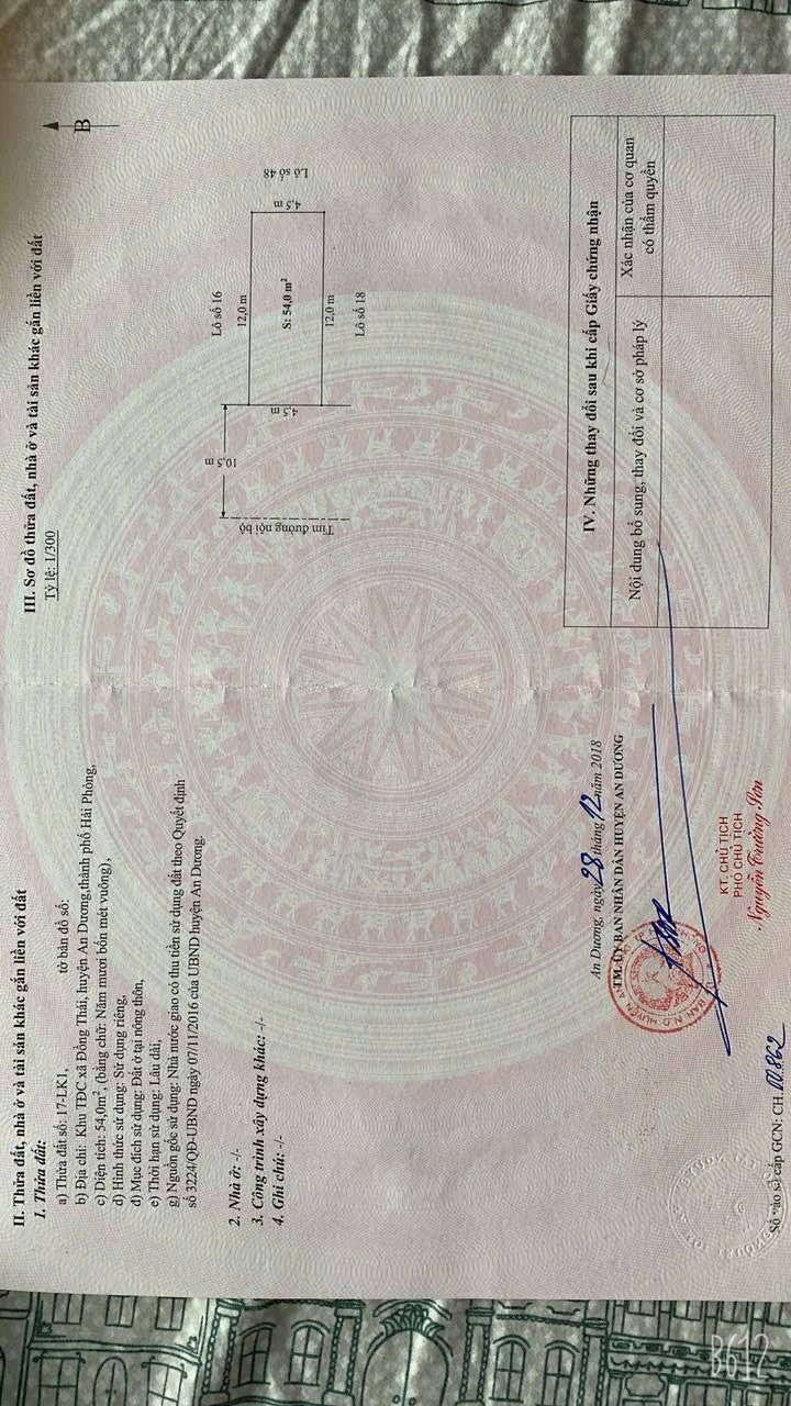 Đất nền 54m² An Biên, Lê Chân - Sổ đỏ chính chủ, đường 21m