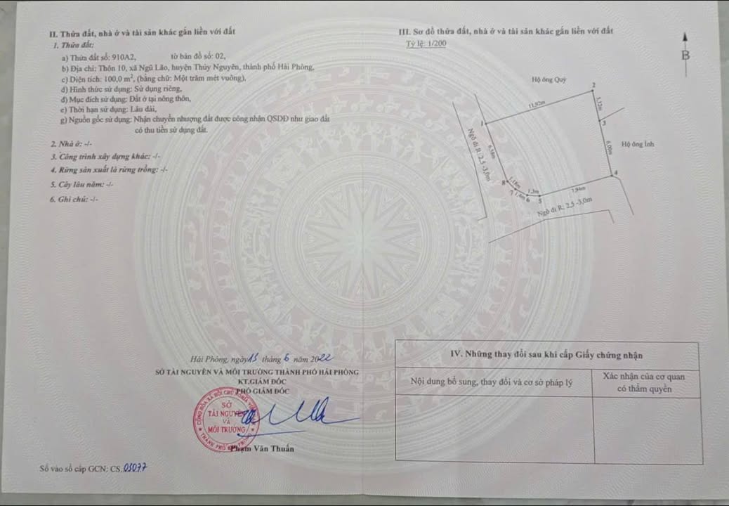 Đất nền Ngũ Lão, Thủy Nguyên 100m² - Ngõ ô tô, sổ đỏ chính chủ!