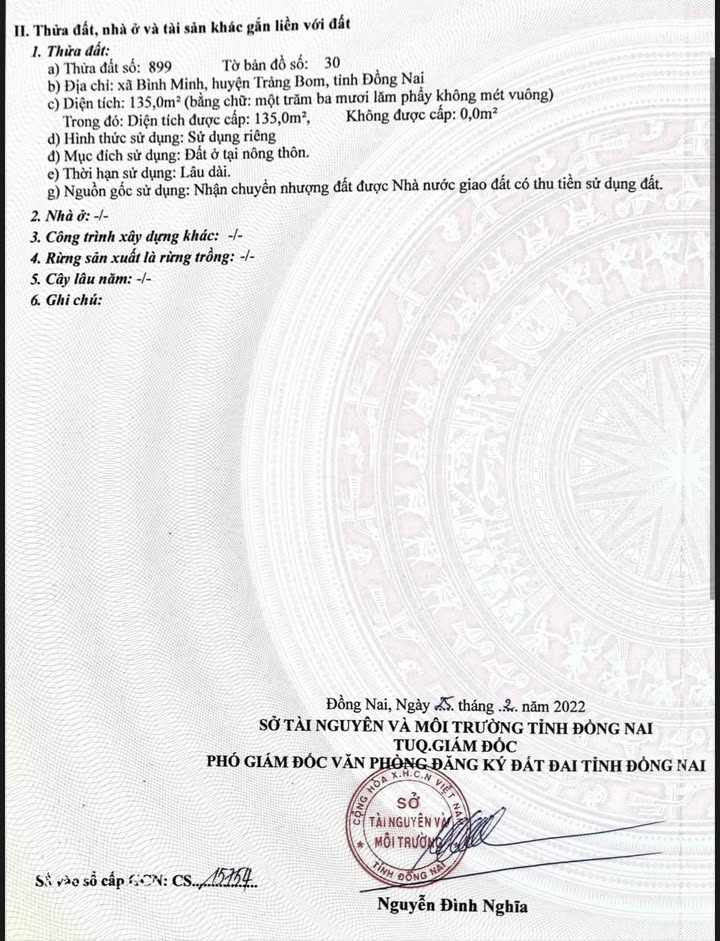 Đất nền Bình Minh, Trảng Bom 135m² - Sổ đỏ chính chủ