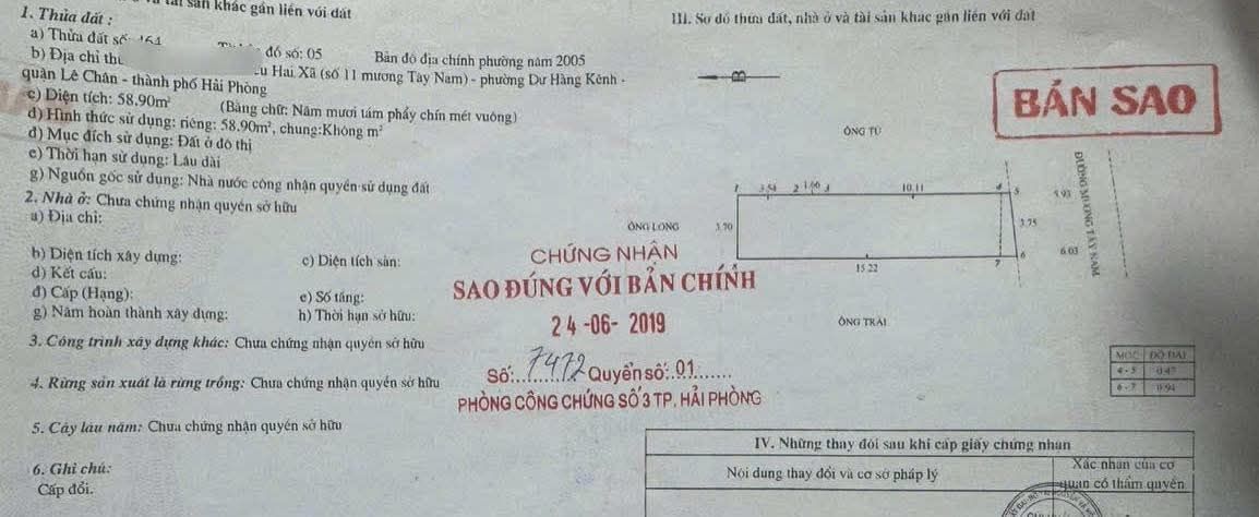 Đất Lê Chân Hải Phòng 59m² giá 5.299 tỷ - Sổ đỏ chính chủ