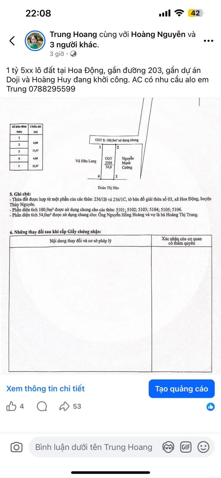 Bán Gấp 108m² Đất Hai Bìa Hoa Động, Thủy Nguyên - Sổ Đỏ Sẵn Sàng