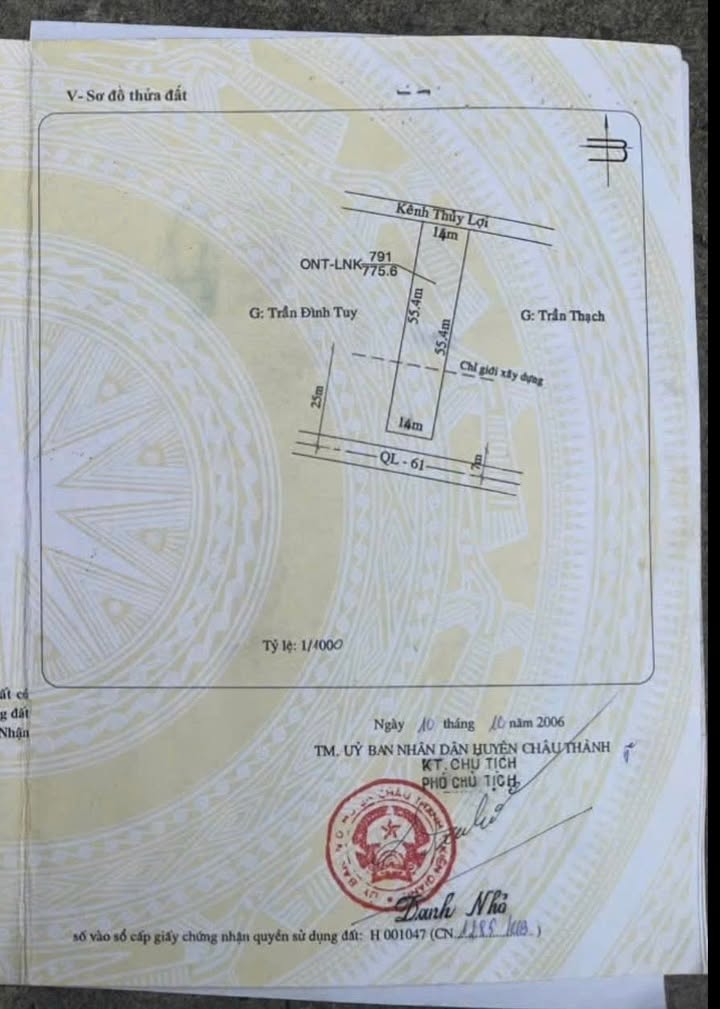 Bán Đất Nền 770m² Mặt Tiền Quốc Lộ 61, Châu Thành, Kiên Giang - Giá Tốt