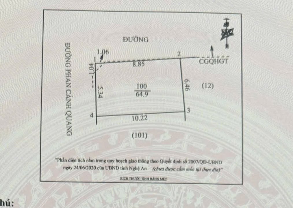 Đất nền Phan Cảnh Quang, TP. Vinh 65m² - Sổ đỏ chính chủ!