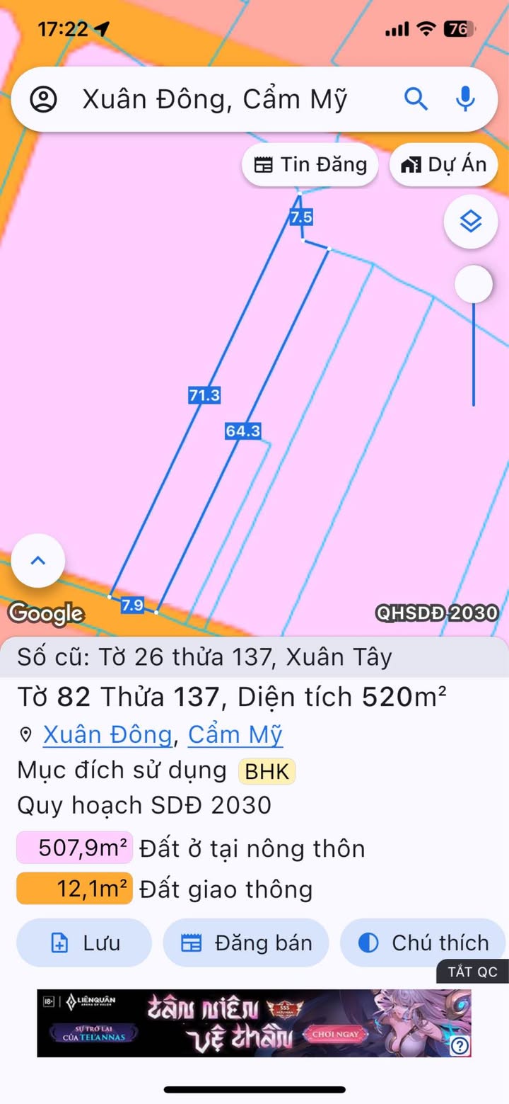 Bán đất Cẩm Mỹ 553m² gần chợ Xuân Tây - Sổ hồng sẵn