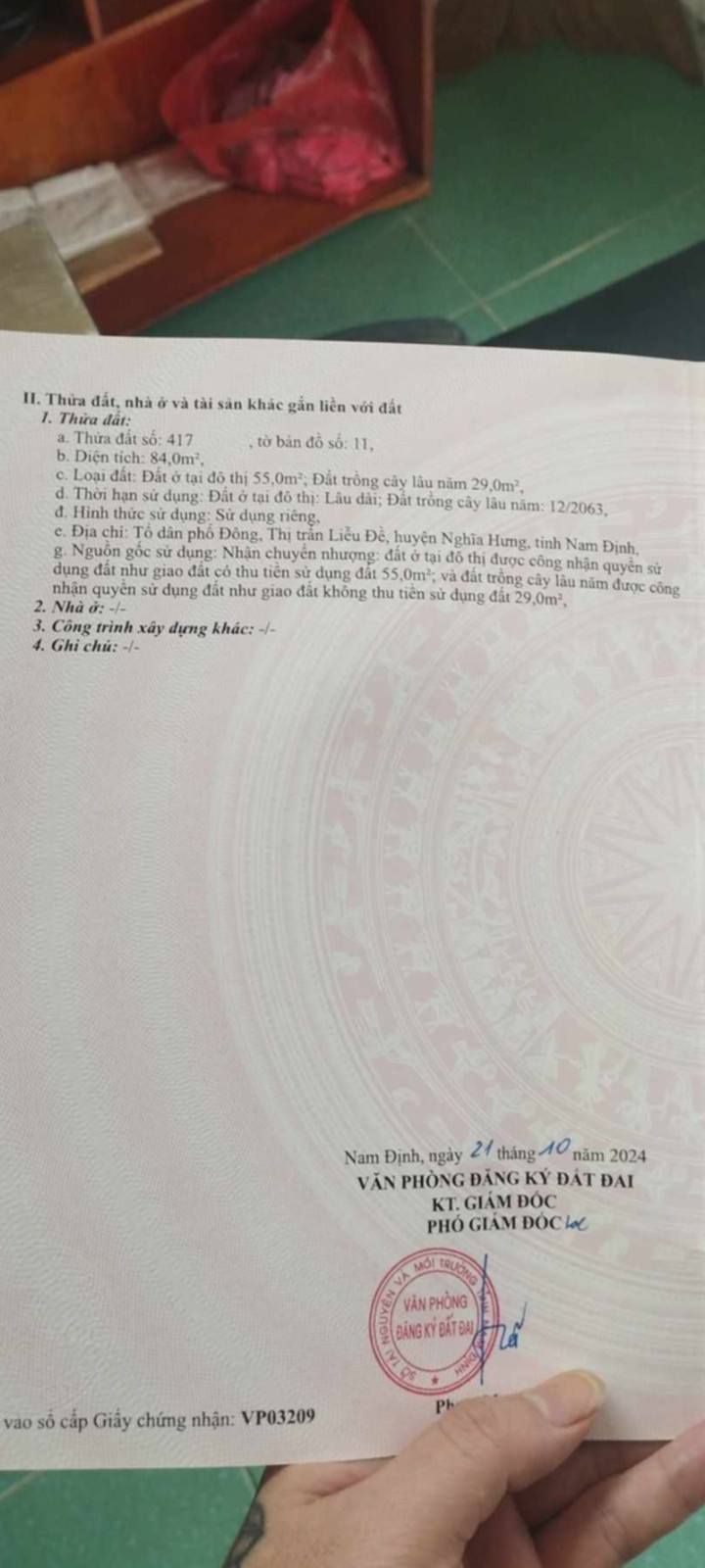 Đất thổ cư 107m² Phố Đông, Nghĩa Hưng, Nam Định - Giá 940 triệu