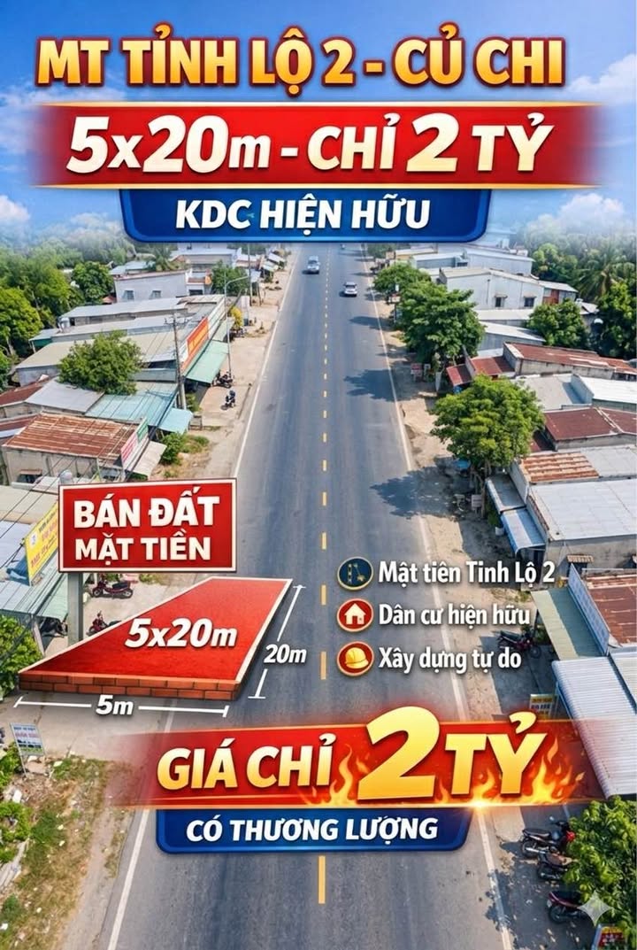 Đất nền Củ Chi 100m² – Sổ đỏ chính chủ, 2 tỷ