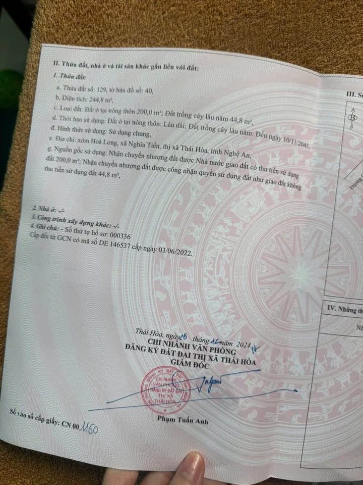 Lô đất Tây Hiếu, Thái Hòa 244,8m² – Tiềm năng tăng giá vượt trội!