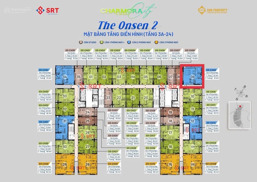 Apartment Charmora City Nha Trang 75m² - View đẹp tầng cao