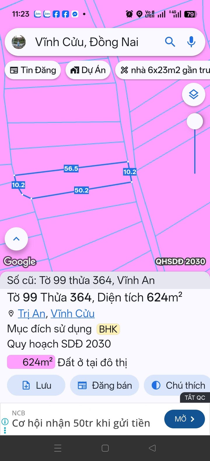 Đất Vĩnh Cửu Đồng Nai 560m² Sổ Hồng - Giá 950 Triệu
