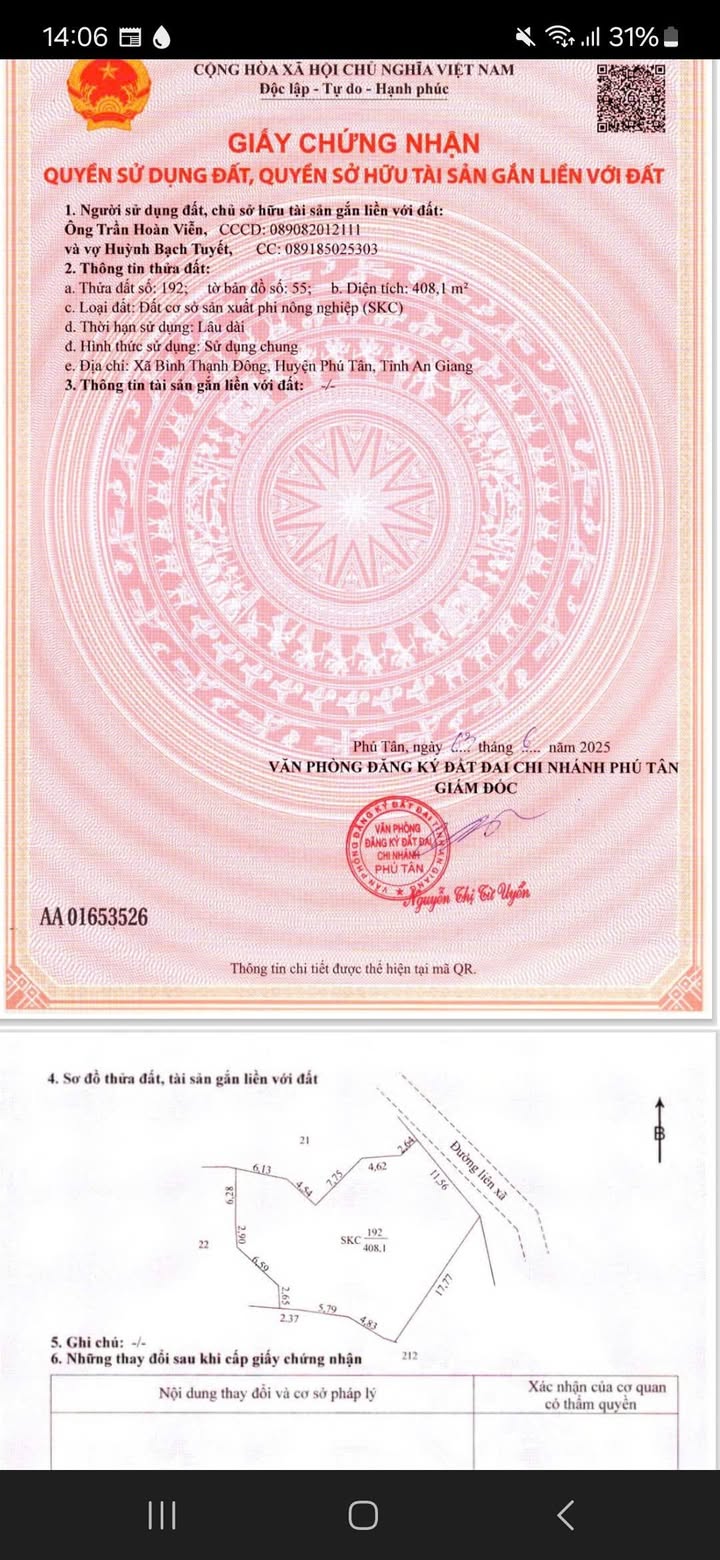 Bán Đất Vàng 1000m² Xã Phú Tân, An Giang - Sẵn Sàng Làm Kho Bãi