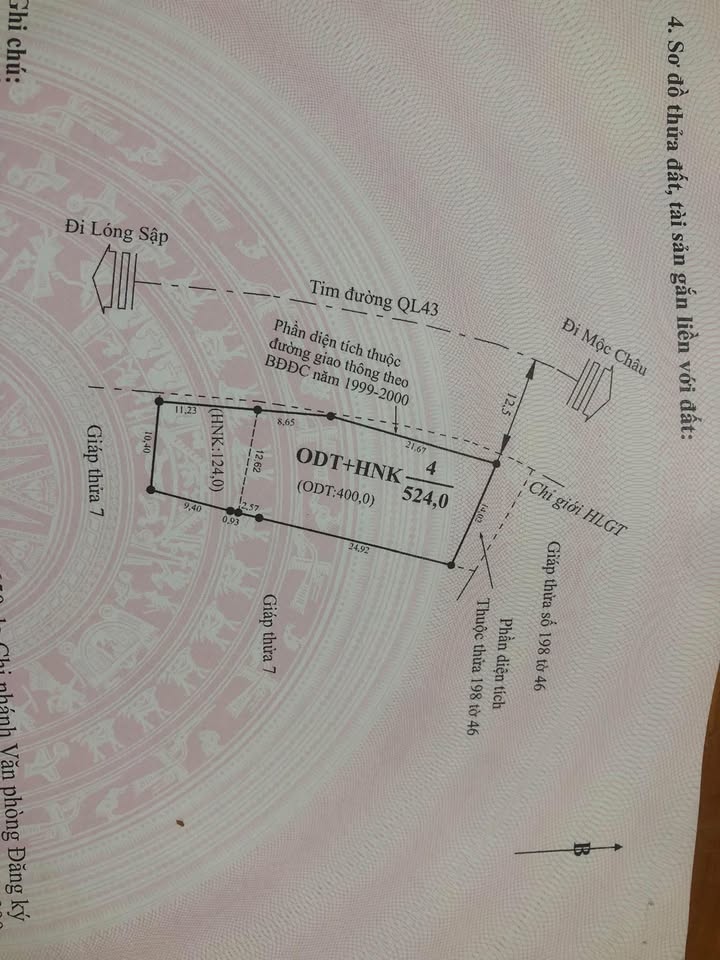 Bán Đất Mặt Tiền QL43 Mộc Châu 524m² - Tiềm Năng Đô Thị Lớn