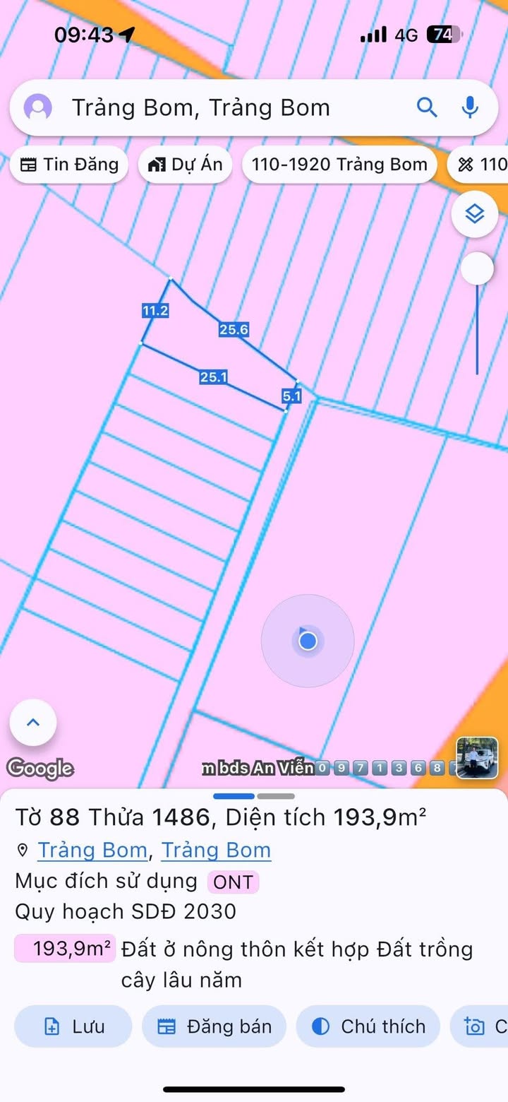 Bán đất Trảng Bom Đồng Nai 193m² giá 950 triệu - Sổ hồng chính chủ