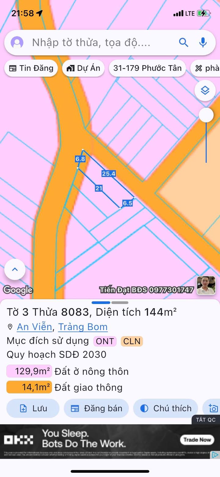Bán đất An Viễn Trảng Bom 162m² - Lô góc 2 mặt tiền, thổ cư 100%