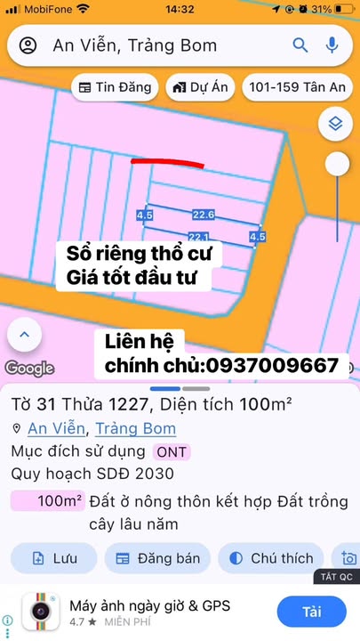 Đất nền Trảng Bom 100m² 1.3 tỷ - Đất thổ cư 100%