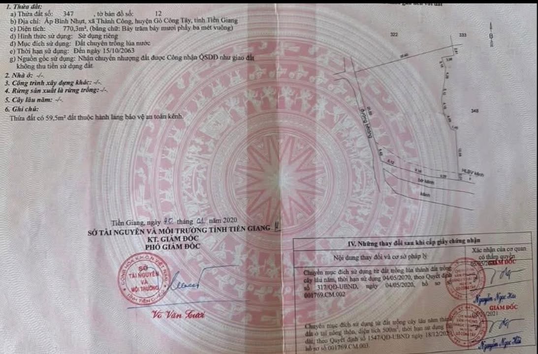 Đất Vườn 2653m² Mặt Tiền Nhựa - Gò Công Tây, Tiền Giang - Giá 2.7 Tỷ