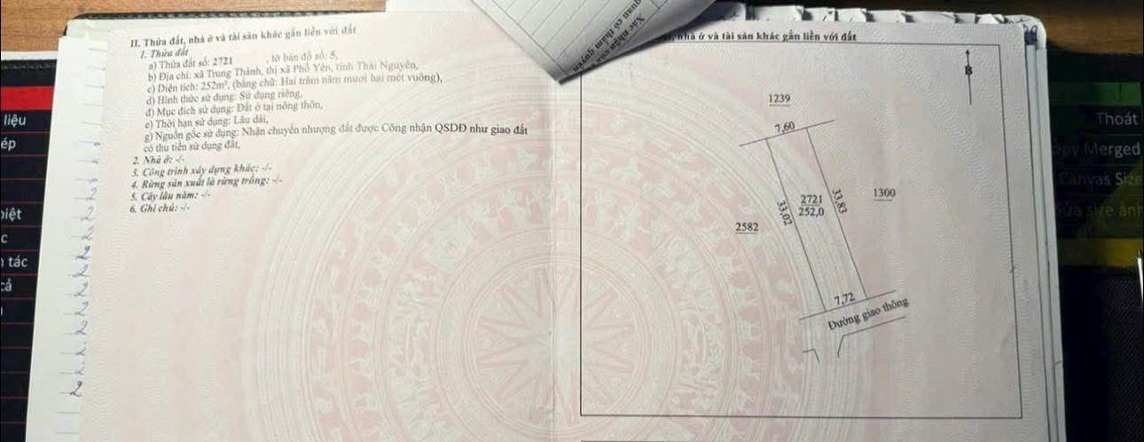 Đất nền Phường Trung Thành, Phổ Yên 252m² dưới 2.52 tỷ - Đất thổ cư 100%