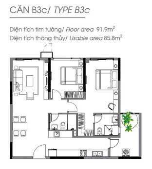 Bán Căn hộ Diamond Alnata Tân Phú 91.9m² - 6.8 Tỷ, Tầng 6 View Nội Khu