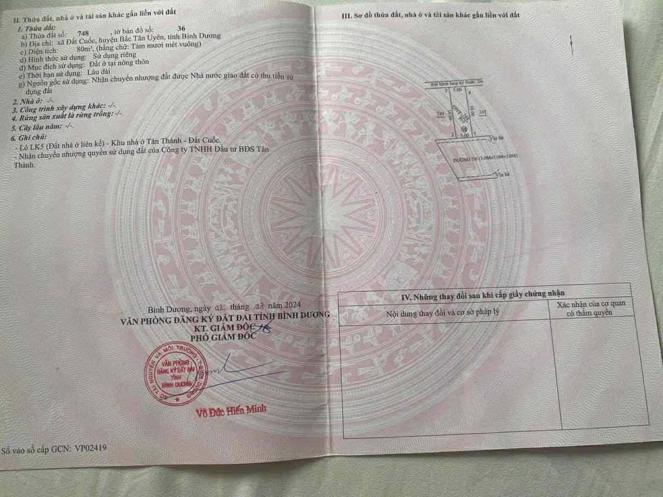 Đất nền Bắc Tân Uyên 80m² giá 1.1 tỷ - Sổ đỏ chính chủ!