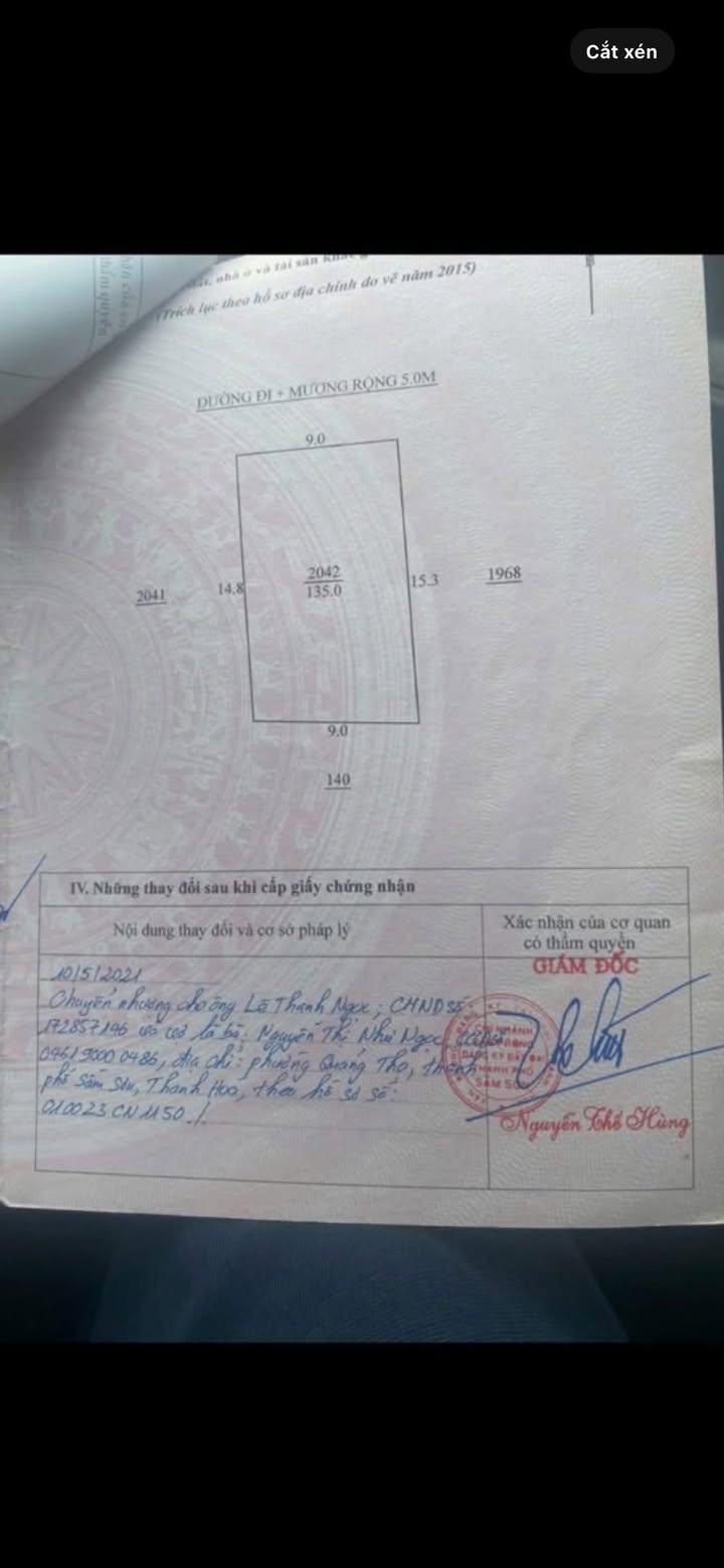 Đất nền Quảng Xương 135m² - Mặt tiền 9m, đường ô tô tránh, giá đầu xuân 1.4 tỷ