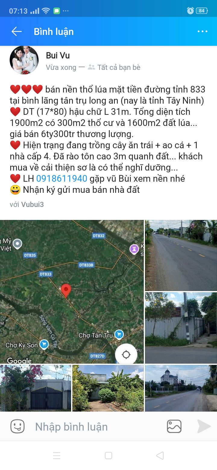 Đất vườn Tân Trụ Long An 1900m² 6.3 tỷ - Nghỉ dưỡng lý tưởng!