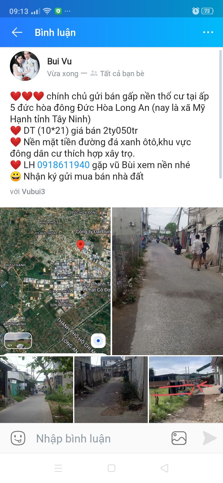 Đất nền Đức Hòa Long An 210m² - Sổ đỏ chính chủ