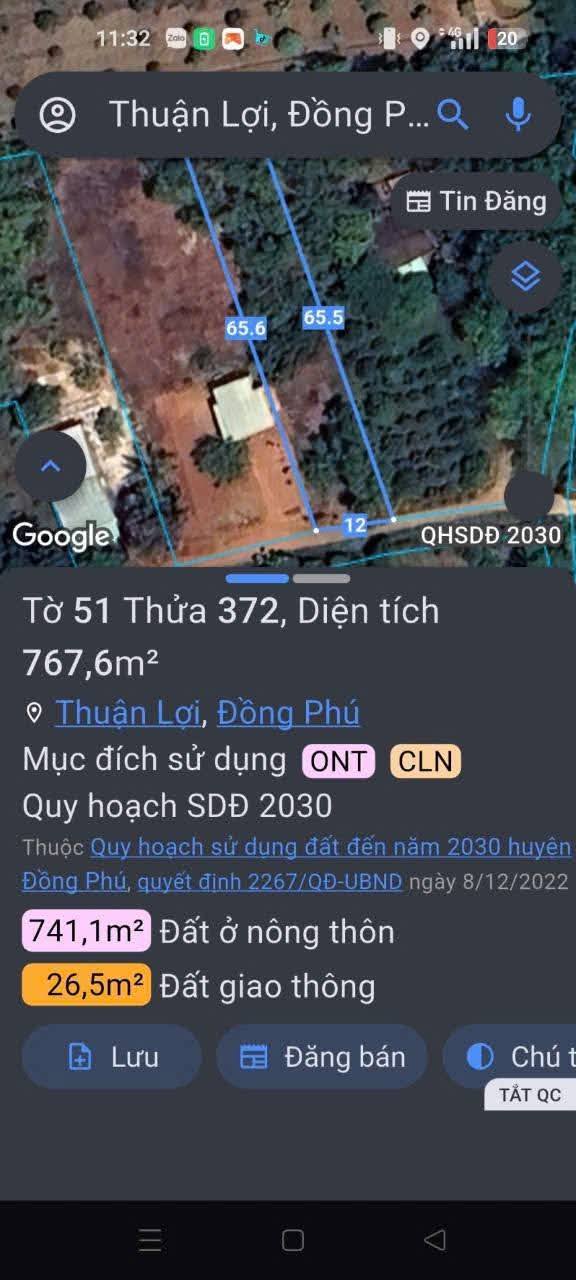 Đất Nền Mặt Tiền DT741, Đồng Phú, Bình Phước - 780m² Giá 8xx Triệu