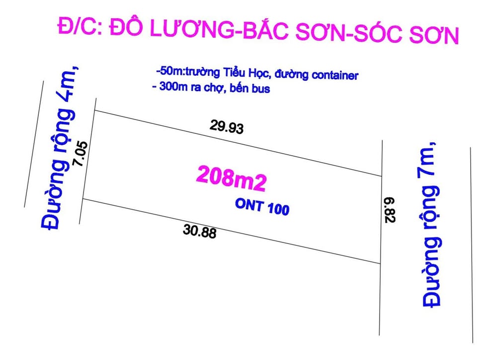 Đất nền Sóc Sơn 208m² - Sổ đỏ chính chủ, ô tô vào tận nơi!