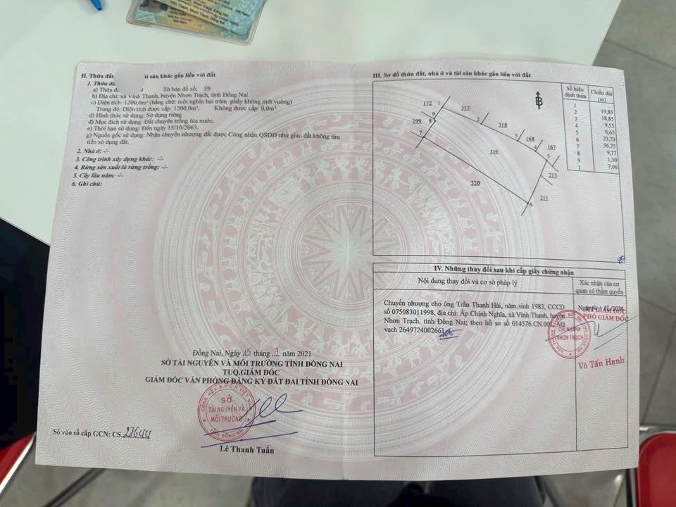 Đất xã Vĩnh Thanh Nhơn Trạch 1.200m² 1.8 tỷ - Tiềm năng tăng giá