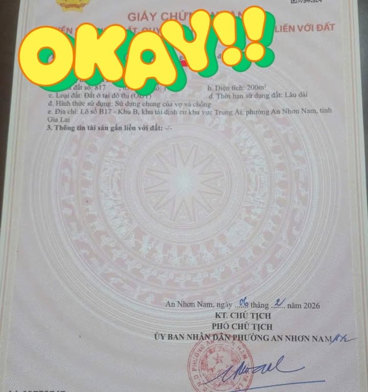 Đất nền An Nhơn 200m² giá từ 1.5 tỷ - Sổ đỏ chính chủ!