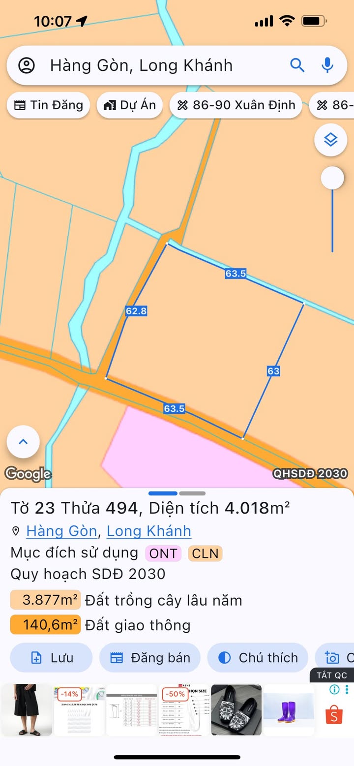 Lô Vườn Hàng Gòn 4018m² Long Khánh – Sổ đỏ chính chủ, sẵn thổ cư!