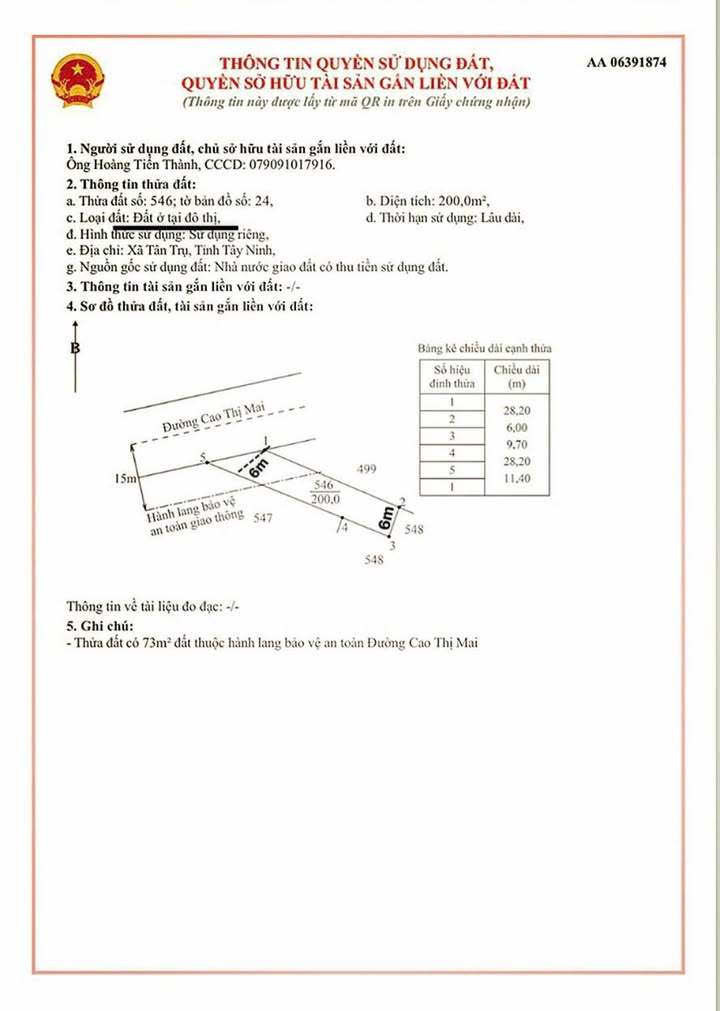 Đất mặt tiền Cao Thị Mai, Long An 200m² - Kinh doanh sầm uất, giá tốt!