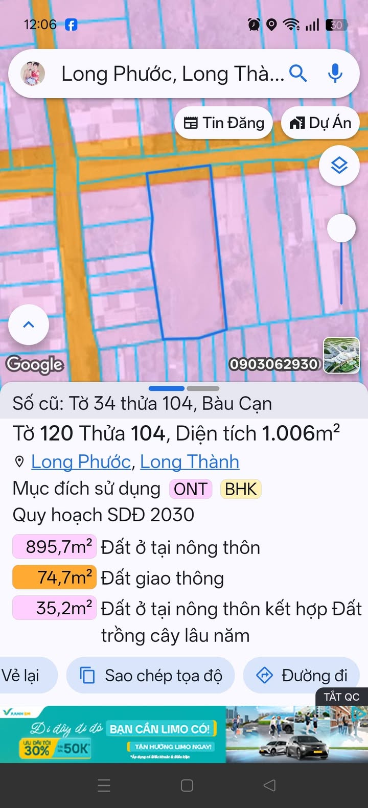 Bán đất Long Phước Long Thành 1.006m² giá 4 tỷ - Sổ đỏ chính chủ
