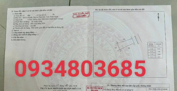 Bán Đất Nền Xã Cát Hanh, Phù Cát, Bình Định - 106m² & 110m² - 800 Triệu