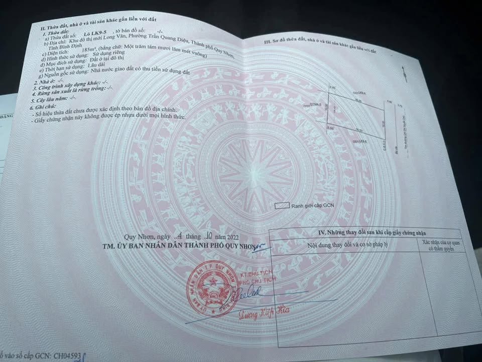 Lô đất Khu đô thị mới Long Vân 185m² 5.45 tỷ - Sổ đỏ chính chủ!