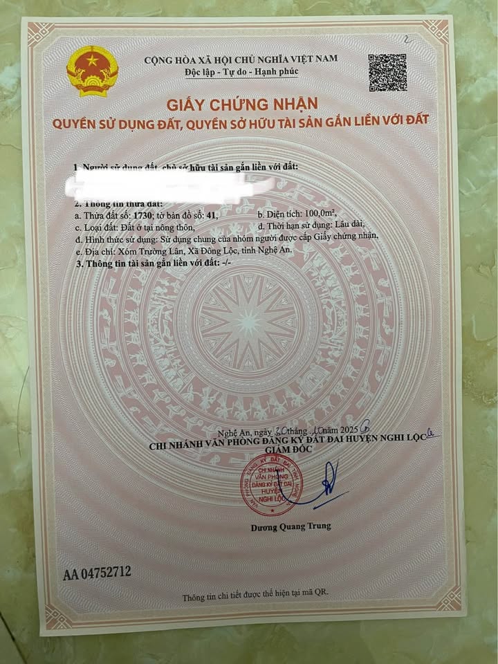 Đất nền Nghi Trường, TP Vinh 100m² - Tiềm năng tăng giá vượt trội!